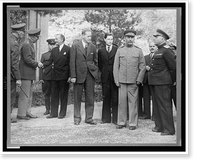 Teheran, Iran. Dec. 1943. Standing outside the Russian Embassy, left to right: unidentified British officer, General George C, Antique Poster