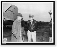 Somewhere in China. Oct. 11, 1944. General Joseph W. Stilwell talking with Major General Curtis E. LeMay of the 20th Bomber command, at a B-29 base Classic, Vintage Poster