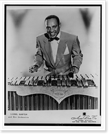 Historic Framed Print, [Lionel Hampton, half-length portrait, playing the vibraphone],  17-7/8" x 21-7/8"