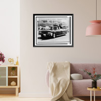 Historic Framed Print, The president's car, carrying the wounded President John F. Kennedy, speeds toward Parkland Hospital,  17-7/8" x 21-7/8"