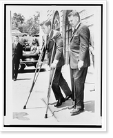 Historic Framed Print, Kennedy on crutches,  17-7/8" x 21-7/8"