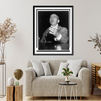Historic Framed Print, [Harry Dexter White, head-and-shoulders portrait, facing front as he testifies before the House Un-American Activities Committee on August 13, 1948],  17-7/8" x 21-7/8"