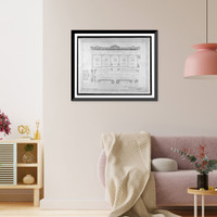 Historic Framed Print, [Shopping center and parking lot (store group") for Thos. J. Fisher & Co.,  Connecticut Avenue and Idaho Avenue,  N.W.,  Washington,  D.C. Front elevation,  plan,  and site plan]",  17-7/8" x 21-7/8"