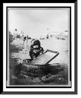 Historic Framed Print, Child at washtub,  17-7/8" x 21-7/8"
