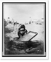 Historic Framed Print, Child at washtub,  17-7/8" x 21-7/8"
