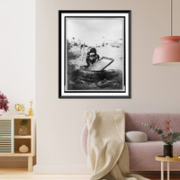Historic Framed Print, Child at washtub,  17-7/8" x 21-7/8"