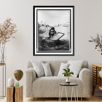 Historic Framed Print, Child at washtub,  17-7/8" x 21-7/8"
