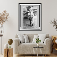 Historic Framed Print, [Norman Kid" Elberfeld,  a player for the Brooklyn Dodgers,  full-length portrait,  swinging his bat]",  17-7/8" x 21-7/8"