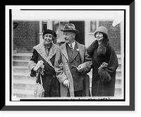 Historic Framed Print, Mrs. William [Caroline Stoddard] Mitchell (on the left), Mr. Sidney Miller, father of Mrs. Mitchell, and Mrs. Arthur Young, sister of Col. Mitchell, snapped after leaving the Emory bldg.,  17-7/8" x 21-7/8"