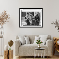 Historic Framed Print, Mrs. William [Caroline Stoddard] Mitchell (on the left), Mr. Sidney Miller, father of Mrs. Mitchell, and Mrs. Arthur Young, sister of Col. Mitchell, snapped after leaving the Emory bldg.,  17-7/8" x 21-7/8"