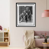 Historic Framed Print, President Harding and his secty. George Christian leaving St. Patricks Church after attending the funeral of Senor Don J. Antonio Lopez Gutierrez, Minister of Honduras, today,  17-7/8" x 21-7/8"