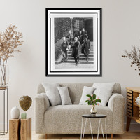 Historic Framed Print, President Harding and his secty. George Christian leaving St. Patricks Church after attending the funeral of Senor Don J. Antonio Lopez Gutierrez, Minister of Honduras, today,  17-7/8" x 21-7/8"