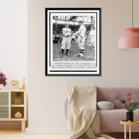 Historic Framed Print, Manager Milan of the Nationals and Miller Huggins of the Yankees shake hands before the game,  17-7/8" x 21-7/8"