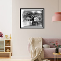 Historic Framed Print, President Roosevelt opening the ball game at Griffith Stadium, Washington, D.C., April 12, 1933.Harris & Ewing photo.,  17-7/8" x 21-7/8"