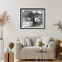 Historic Framed Print, President Roosevelt opening the ball game at Griffith Stadium, Washington, D.C., April 12, 1933.Harris & Ewing photo.,  17-7/8" x 21-7/8"