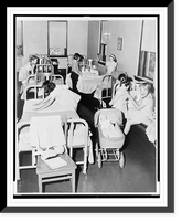 Historic Framed Print, [Girls making beds in dormitory, at the Hillcrest Children's Center, 4123 Nebraska Ave., N.W., Washington, D.C.],  17-7/8" x 21-7/8"