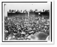 Historic Framed Print, [Large crowd gathered to hear Booker T. Washington speak, with men standing on railroad box cars in the background, New Orleans, Louisiana].Bedou, NO, La.,  17-7/8" x 21-7/8"