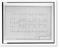 Historic Framed Print, [Apartment house (The Promenade") for Landow & Company,  4710 Bethesda Avenue,  Bethesda,  Maryland. Partial plan of typical floor]" - 7,  17-7/8" x 21-7/8"