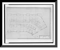 Historic Framed Print, [Apartment house (The Promenade") for Landow & Company,  4710 Bethesda Avenue,  Bethesda,  Maryland. Partial plan of typical floor]" - 8,  17-7/8" x 21-7/8"