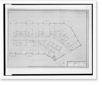 Historic Framed Print, [Apartment house (The Promenade") for Landow & Company,  4710 Bethesda Avenue,  Bethesda,  Maryland. Partial plan of typical floor]" - 8,  17-7/8" x 21-7/8"