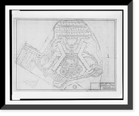 Historic Framed Print, [Apartment house (The Promenade") for Landow & Company,  4710 Bethesda Avenue,  Bethesda,  Maryland. Grading and location plan]",  17-7/8" x 21-7/8"