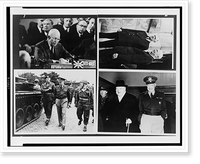Historic Framed Print, [Dwight D. Eisenhower addressing NATO, with Charles de Gaulle, and with Sir Winston Churchill],  17-7/8" x 21-7/8"