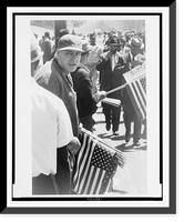 Historic Framed Print, Angry white man holding flags at Illinois civil rights march,  17-7/8" x 21-7/8"