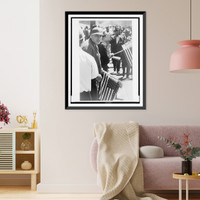 Historic Framed Print, Angry white man holding flags at Illinois civil rights march,  17-7/8" x 21-7/8"