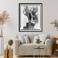 Historic Framed Print, Angry white man holding flags at Illinois civil rights march,  17-7/8" x 21-7/8"