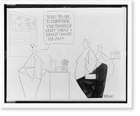 Historic Framed Print, Would you like to supersize your chances of heart disease & breast cancer ma'am?.Ann Telnaes.,  17-7/8" x 21-7/8"