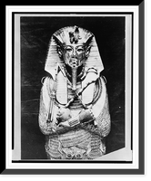 Historic Framed Print, [Gold death mask and coffin of King Tutankhamen],  17-7/8" x 21-7/8"
