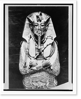 Historic Framed Print, [Gold death mask and coffin of King Tutankhamen],  17-7/8" x 21-7/8"