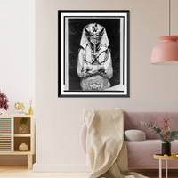 Historic Framed Print, [Gold death mask and coffin of King Tutankhamen],  17-7/8" x 21-7/8"
