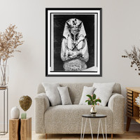 Historic Framed Print, [Gold death mask and coffin of King Tutankhamen],  17-7/8" x 21-7/8"