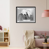 Historic Framed Print, Chief Justice Warren and President Eisenhower, Associate Justice Clark is in the background,  17-7/8" x 21-7/8"