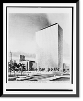 Historic Framed Print, [Government buildings (United States Customs Court and Federal Office Building"),  Federal Plaza,  Lafayette Street and Duane Street,  New York,  New York. Perspective]" - 2,  17-7/8" x 21-7/8"