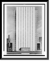 Historic Framed Print, [Government buildings (United States Customs Court and Federal Office Building"),  Federal Plaza,  Lafayette Street and Duane Street,  New York,  New York. Elevation of proposed west entrance lobby]",  17-7/8" x 21-7/8"