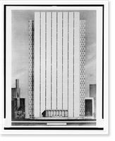 Historic Framed Print, [Government buildings (United States Customs Court and Federal Office Building"),  Federal Plaza,  Lafayette Street and Duane Street,  New York,  New York. Elevation of proposed west entrance lobby]",  17-7/8" x 21-7/8"