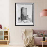 Historic Framed Print, [Government buildings (United States Customs Court and Federal Office Building"),  Federal Plaza,  Lafayette Street and Duane Street,  New York,  New York. Bird's-eye view of building]",  17-7/8" x 21-7/8"