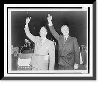 Historic Framed Print, [Henry Wallace, Progressive Party presidential candidate, and his running mate, Senator Glen Taylor wave to audience at Madison Square Garden, New York City, New York],  17-7/8" x 21-7/8"