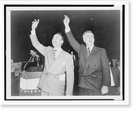 Historic Framed Print, [Henry Wallace, Progressive Party presidential candidate, and his running mate, Senator Glen Taylor wave to audience at Madison Square Garden, New York City, New York],  17-7/8" x 21-7/8"