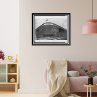 Historic Framed Print, [Exterior view of main entrance to Ebbets Field showing final stages of construction],  17-7/8" x 21-7/8"