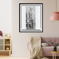Historic Framed Print, [Louis Lepke" Buchalter,  full-length portrait,  facing front,  wearing hat - Police Department,  City of New York,  identification photo number 16877]",  17-7/8" x 21-7/8"