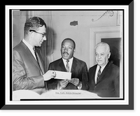 Historic Framed Print, [Rev. Martin Luther King receiving check for Alabama voter registration drive from Albert Shanker, president of the United Federation of Teachers, and Morris Iushewitz],  17-7/8" x 21-7/8"