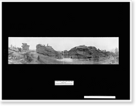 Historic Framed Print, Steamboat and Balance Rock, Garden of the Gods, Col.,  17-7/8" x 21-7/8"