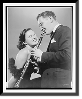 Historic Framed Print, [Helen Ward and Benny Goodman with clarinet, half-length portrait, facing each other],  17-7/8" x 21-7/8"