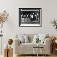 Historic Framed Print, [Artie Shaw, with clarinet, performing with his orchestra; a female vocalist is standing on the right],  17-7/8" x 21-7/8"