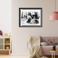 Historic Framed Print, South Vietnam Viet Cong with trophy mortar. The weapon in the picture is identified as a U.S. 81mm mortar,  17-7/8" x 21-7/8"