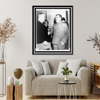 Historic Framed Print, Thumbs up" as Stalin and Molotov confer",  17-7/8" x 21-7/8"