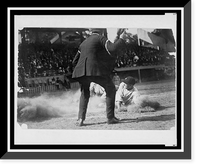 Historic Framed Print, [Umpire ready to make the call as Washington ball player slides into home plate during baseball game],  17-7/8" x 21-7/8"